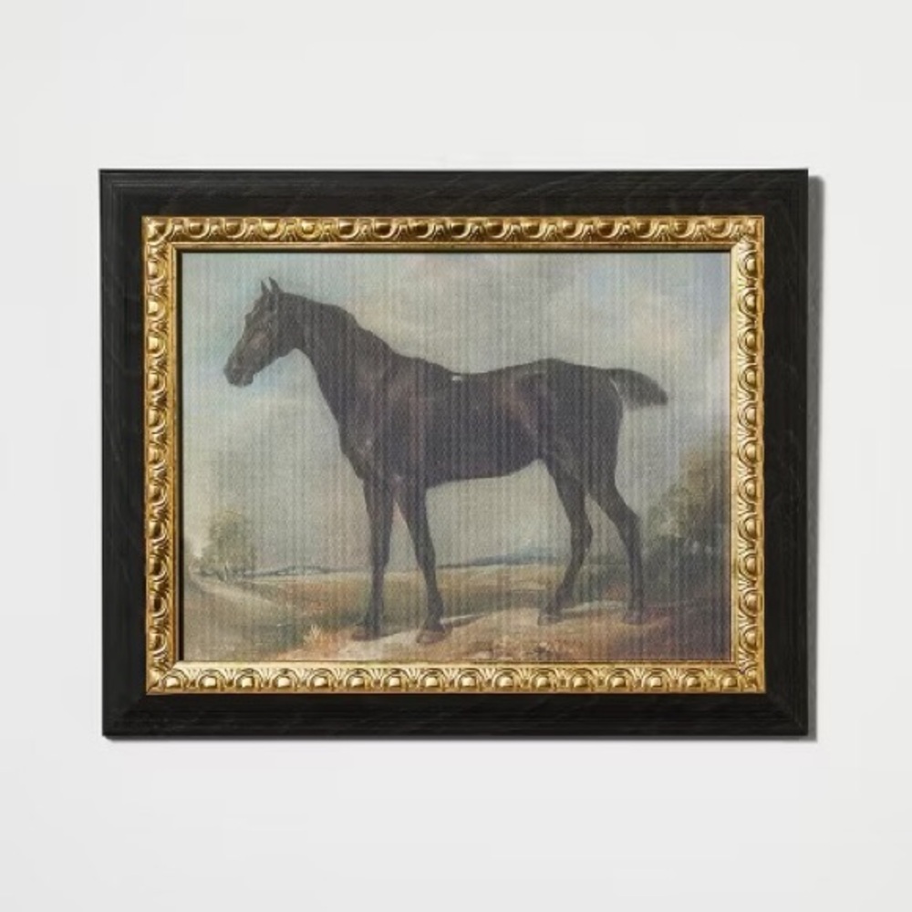 🐎 Black Horse Picture Framed Artwork Black Stallion Black Beauty 8x10 Gold Lunar